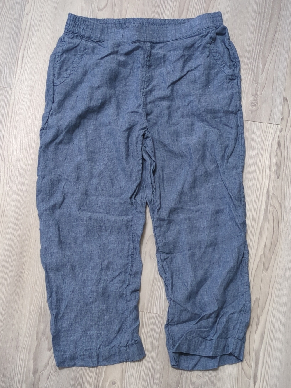 Charter Club Luxury 100% Linen Blue Pull On Pants Medium